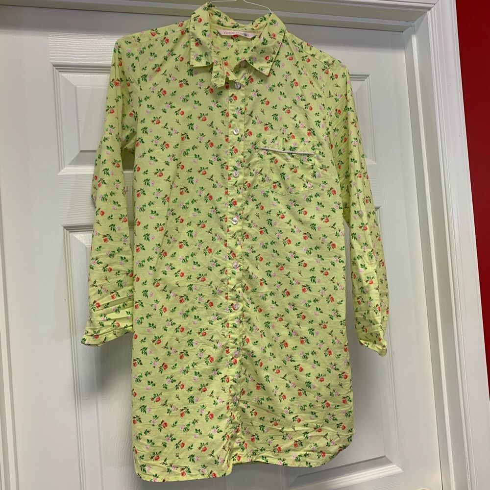 Victoria’s Secret Yellow Floral Night Shirt sz S